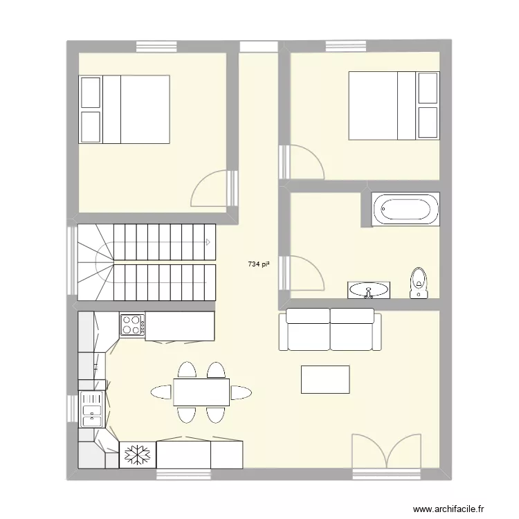 Maison2. Plan de 1  et 68 m²