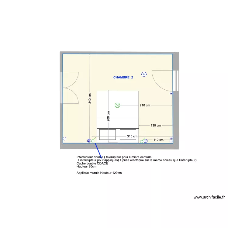 chambre 2. Plan de 