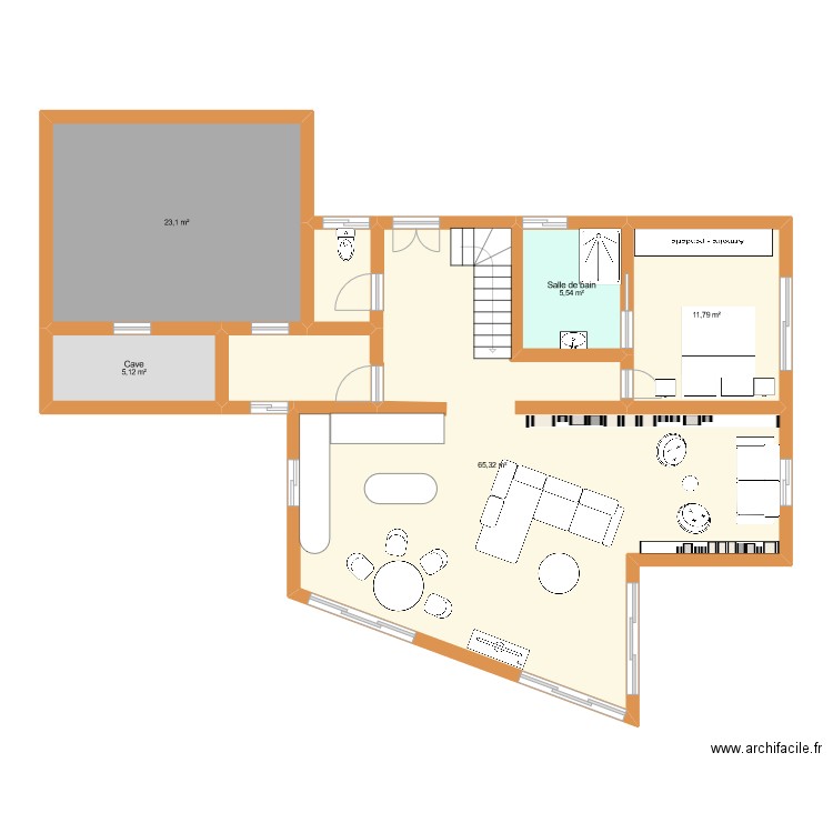 jet compact. Plan de 5 pièces et 111 m2