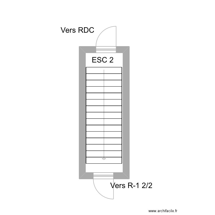 Esc. Plan de 1 pièce et 7 m2