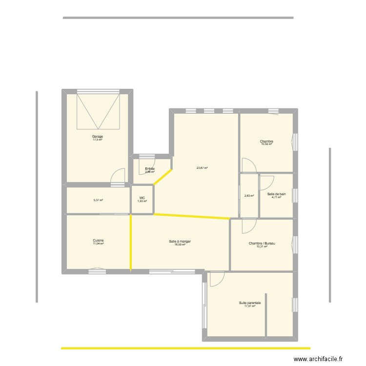 essai. Plan de 12 pièces et 124 m2