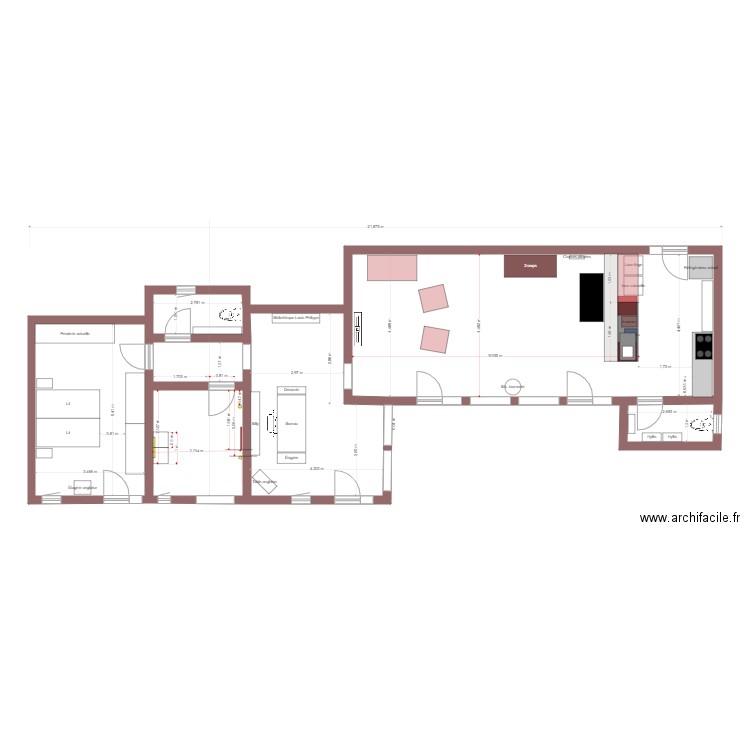  Salle de bains calque luimière. Plan de 7 pièces et 111 m2