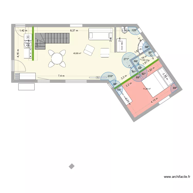 PLAN MODIFIE V1. Plan de 3  et 54 m²
