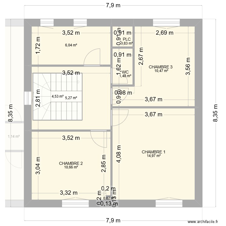 Plan maison proposition Jean-Mi. Plan de 18 pièces et 145 m2