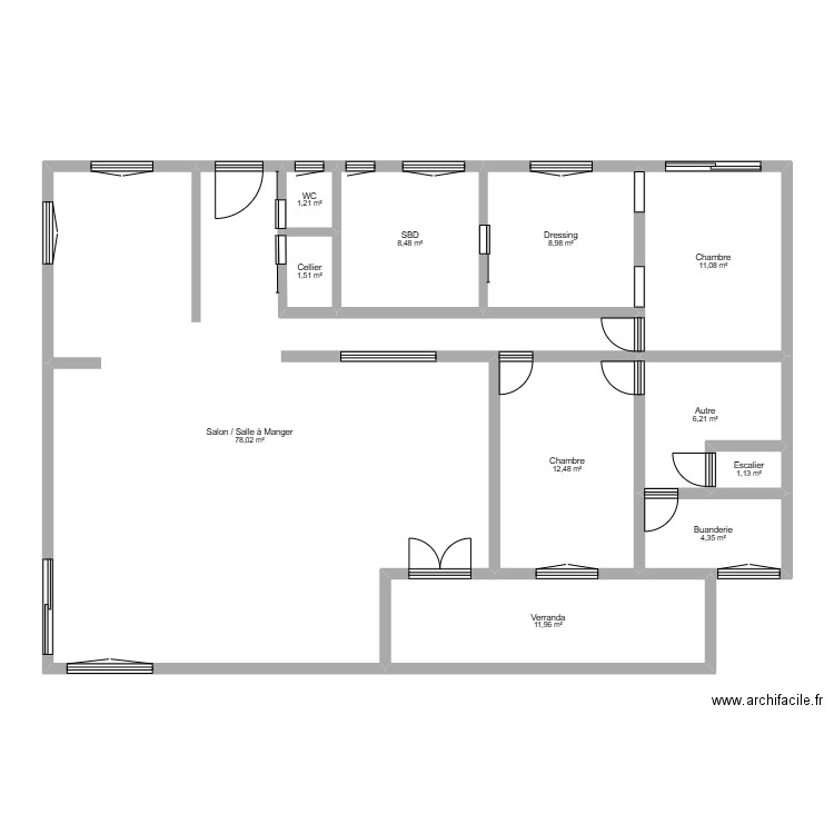 Maison Pautrat. Plan de 11 pièces et 145 m2