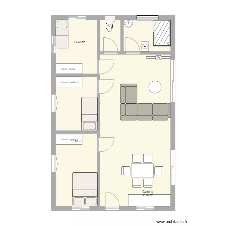 maison 2 impasse des belle nuit colimacon st le. Plan de 3 Pièces et 65 m² maison 2 impasse des belle nuit colimacon st le. Plan de 3 Pièces et 65 m²