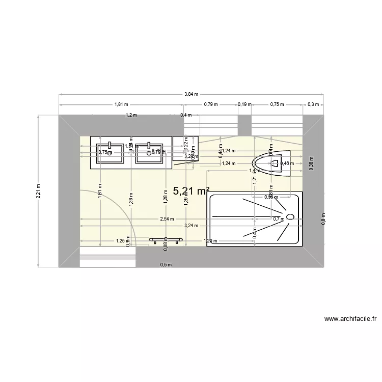 bains1. Plan de 1 Pièce et 5 m² bains1. Plan de 1 Pièce et 5 m²