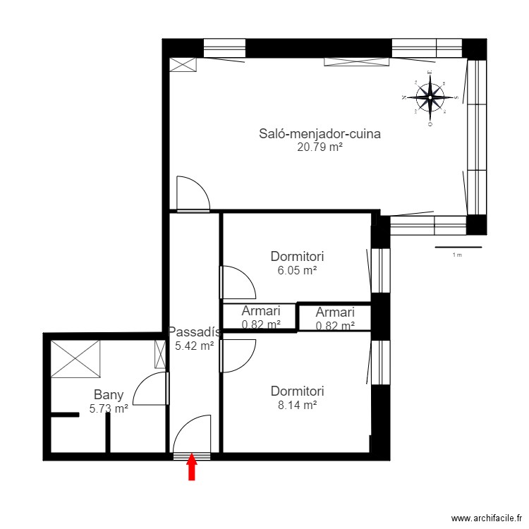 ED. LA DEVESA. 4-7. INCLES. CANILLO. Plan de 7 pièces et 48 m2