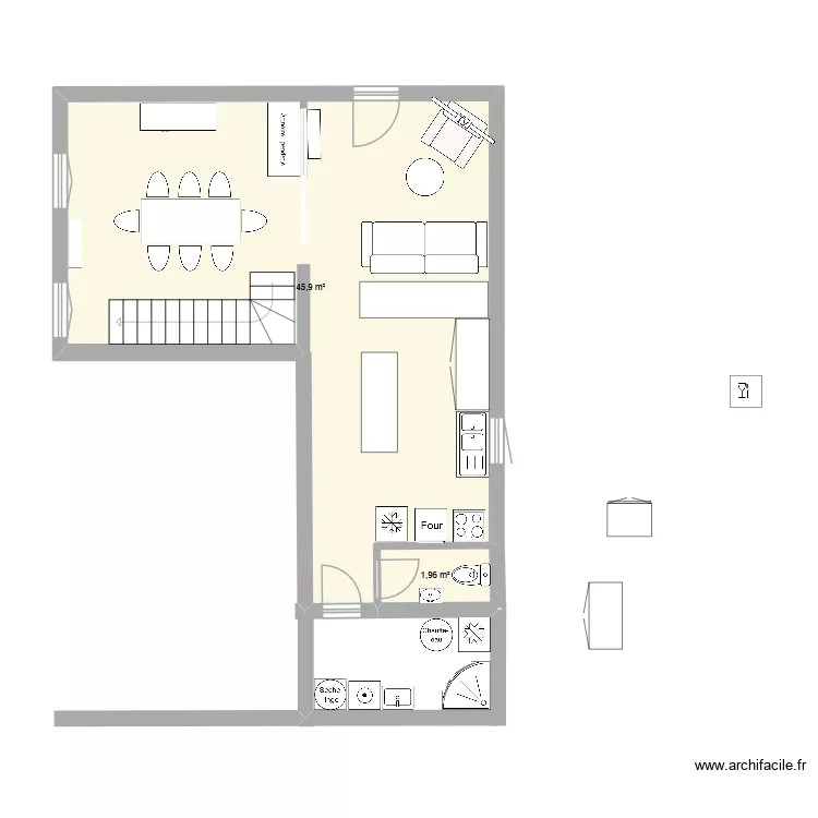 Plan Bruno. Plan de 2  et 48 m²