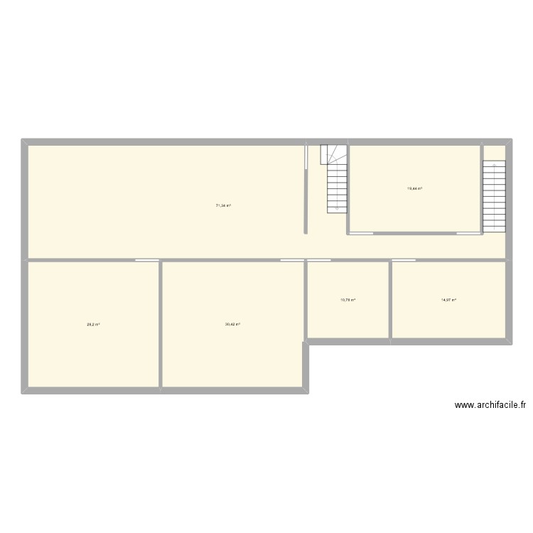 sous sol . Plan de 6 pièces et 175 m2