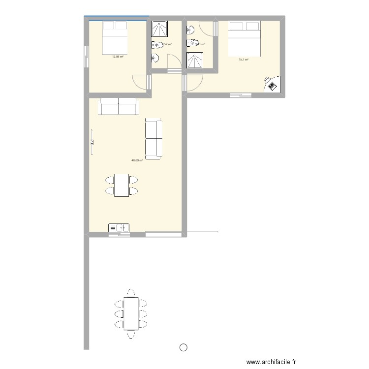 Bambayah 3. Plan de 5 pièces et 78 m2