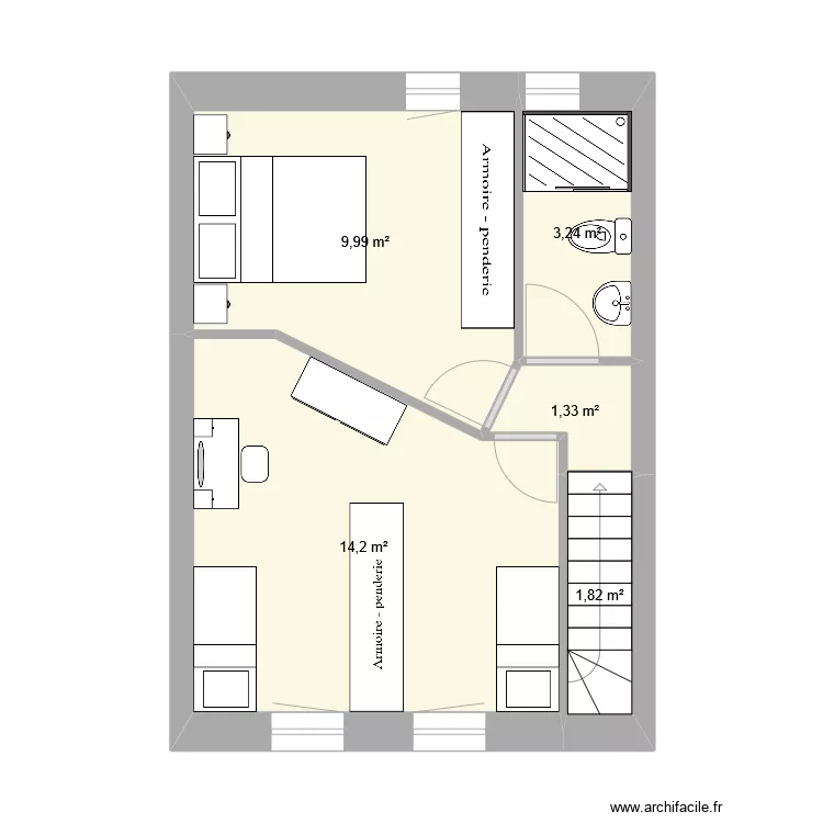 Logement 4 R+1 variante 5. Plan de 