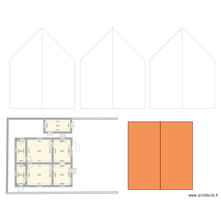 Maison Fond Lahaye. Plan de 7 pièces et 68 m2