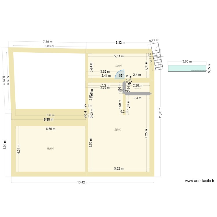 Belvezet maison. Plan de 4 pièces et 90 m2