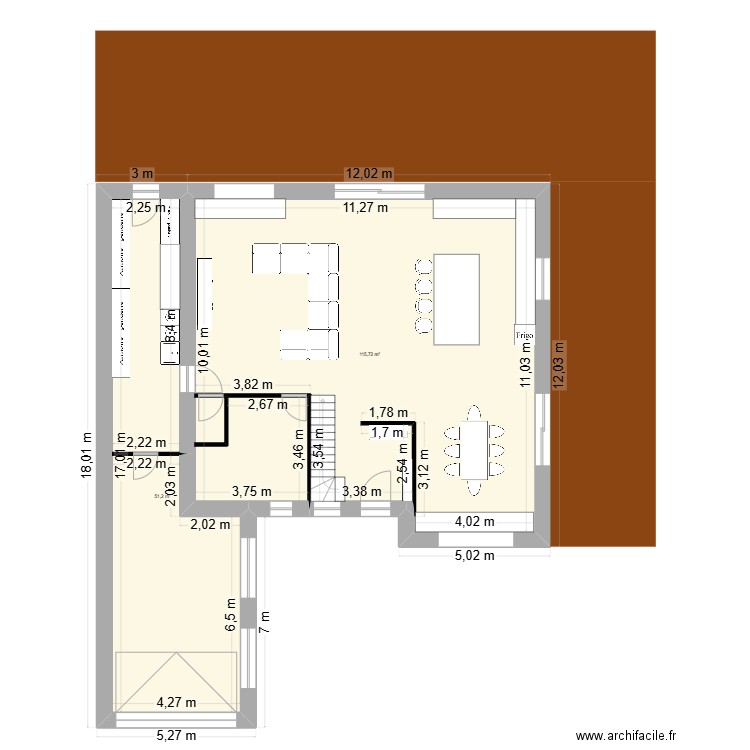 maison onnaing rdc. Plan de 2 pièces et 167 m2