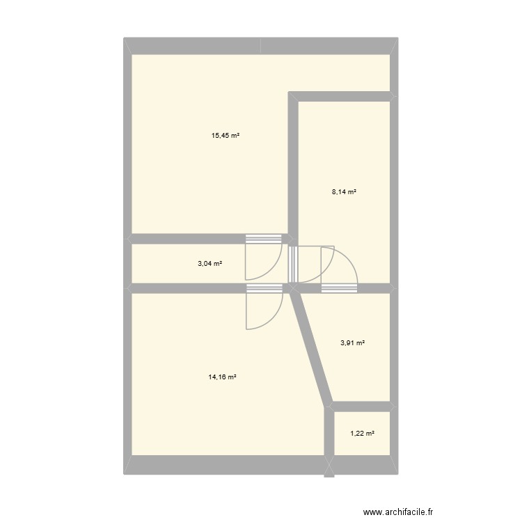 3e étage. Plan de 6 pièces et 46 m2