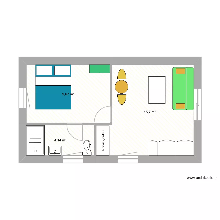 Studio 2026. Plan de 3  et 30 m²