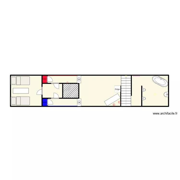 tunnel. Plan de 8 Pièces et 43 m²
