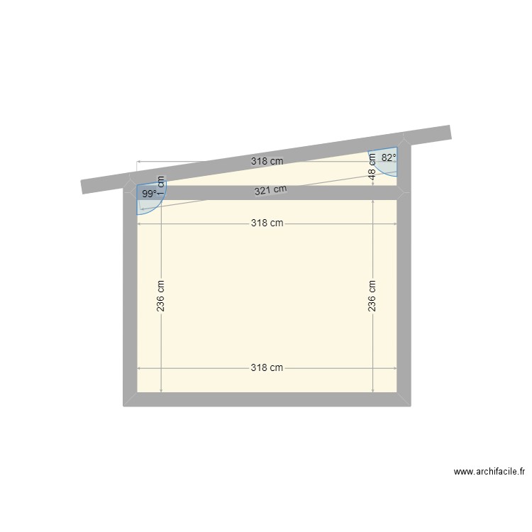 plan Gégé coté. Plan de 2 pièces et 8 m2