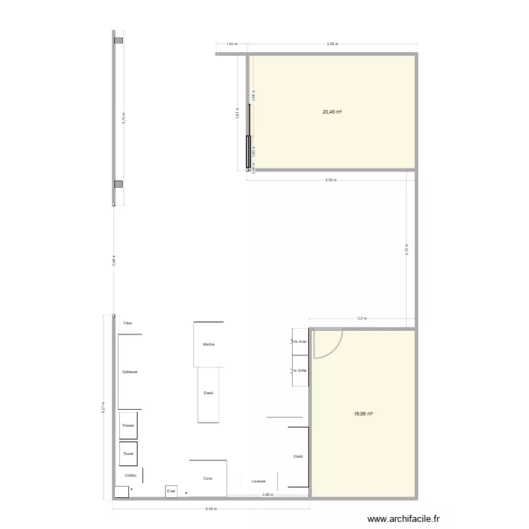 Atelier St Ouen Atelier. Plan de 2 et 39 m² Atelier St Ouen Atelier. Plan de 2 et 39 m²