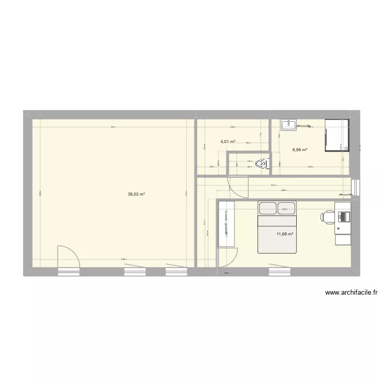PROJET NOJARET 2. Plan de 4  et 61 m²