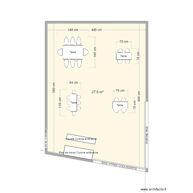 LE BAILLY EXTERIEURE. Plan de 1 pièce et 28 m2