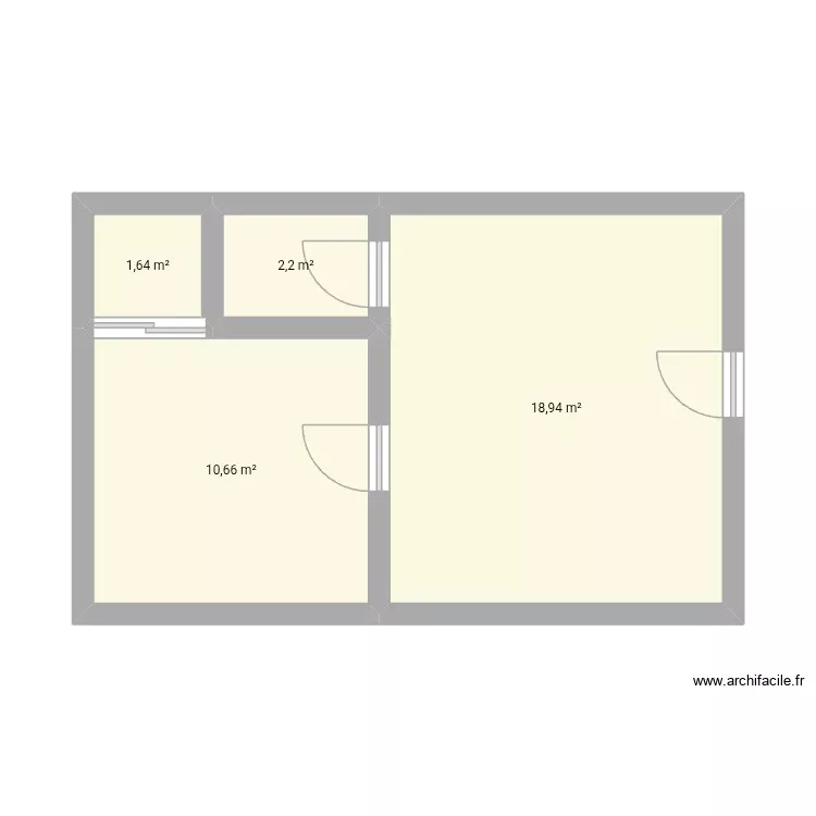 Chambre salon douche cuisine petite espace. Plan de 4 Pièces et 33 m² Chambre salon douche cuisine petite espace. Plan de 4 Pièces et 33 m²