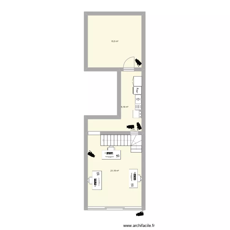 ess. Plan de 3 pièces et 46 m²