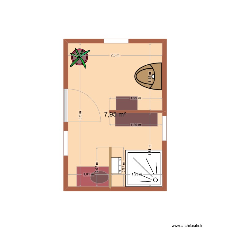 Cabanon. Plan de 1 pièce et 8 m2