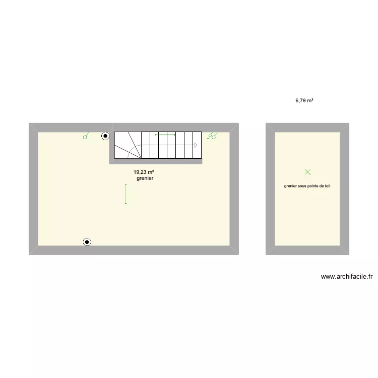 grenier. Plan de 2 et 26 m² grenier. Plan de 2 et 26 m²
