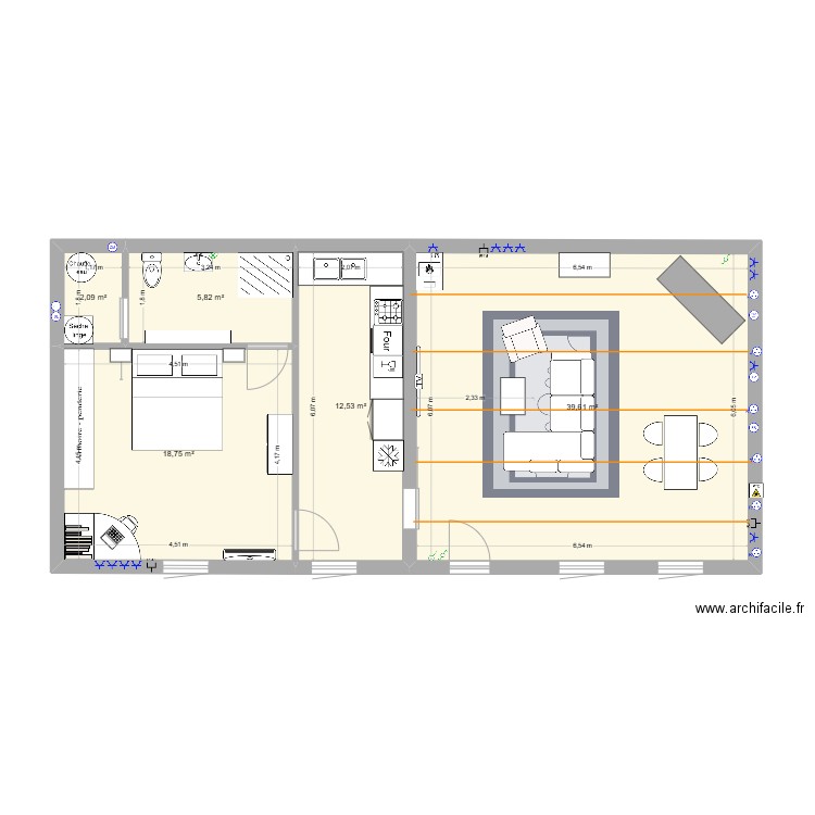 Maison V3. Plan de 5 pièces et 79 m2