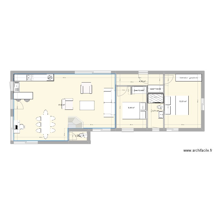 Plan Andrea final v2. Plan de 6 pièces et 73 m2