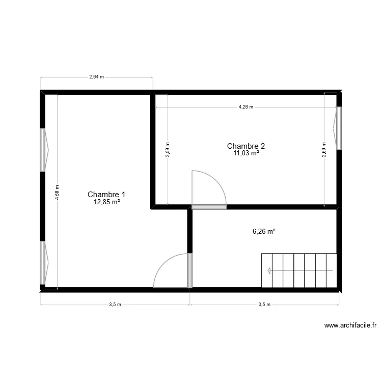 DAHMANI R+1. Plan de 3  et 30 m²