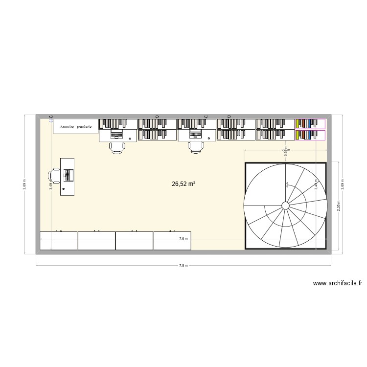 GRP Plan 2 avec agencement. Plan de 1 pièce et 27 m2