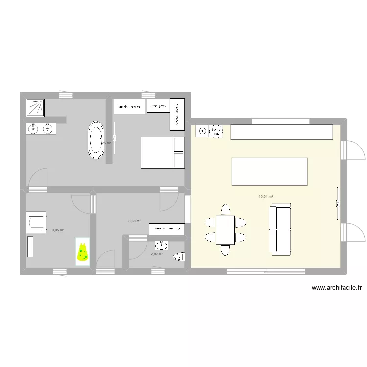 40m2 + reno. Plan de 40m2 + reno. Plan de