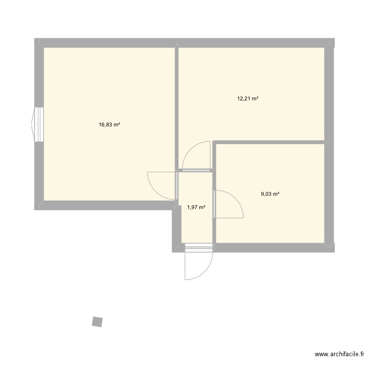 Étage chambres. Plan de 4 pièces et 40 m2