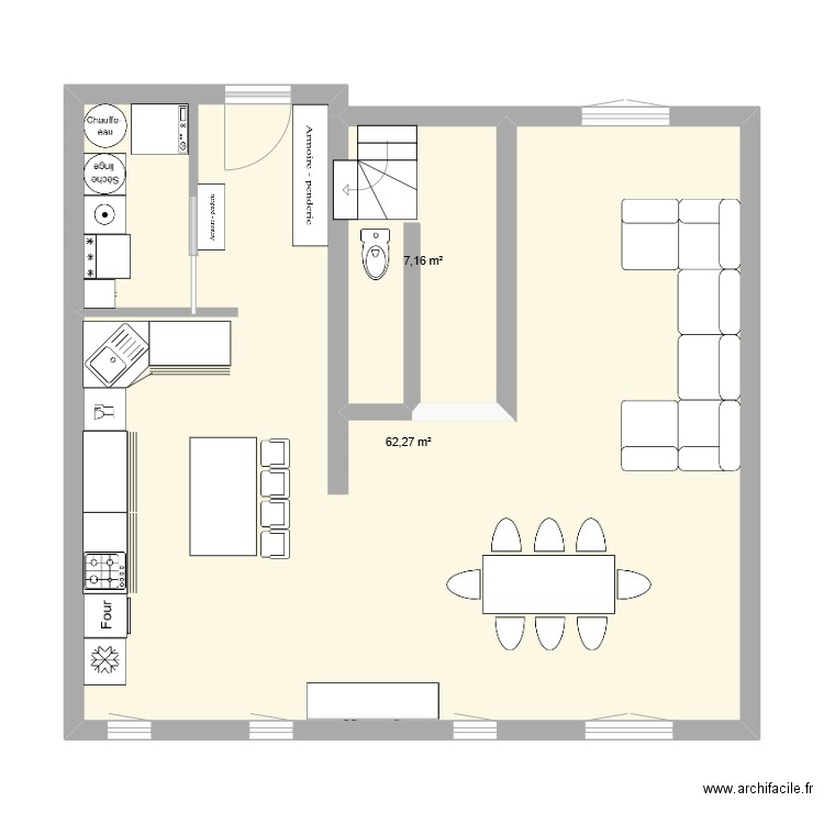 Modif garage v3. Plan de 2 pièces et 69 m2