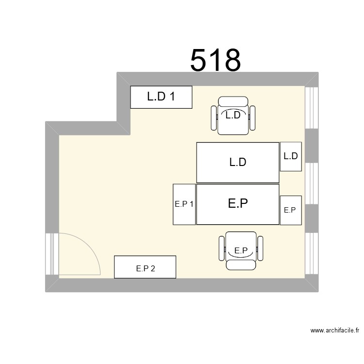 Bureau R 518 L.DUVIVIER - E.PELLUCHON. Plan de 1 pièce et 16 m2