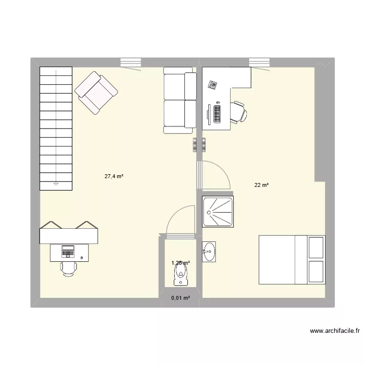 Projet &eacute;tage. Plan de 4  et 51 m²