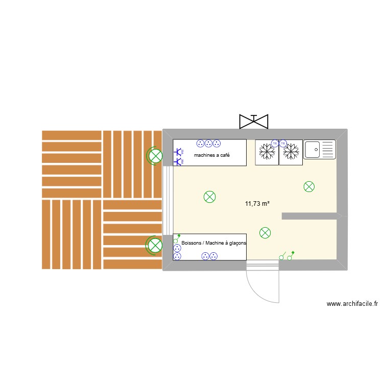 Projet infrastructure club. Plan de 1 pièce et 12 m2