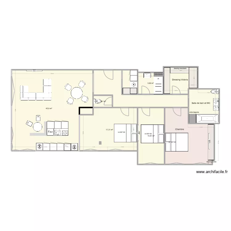 Version Victoria. Plan de 10  et 123 m²
