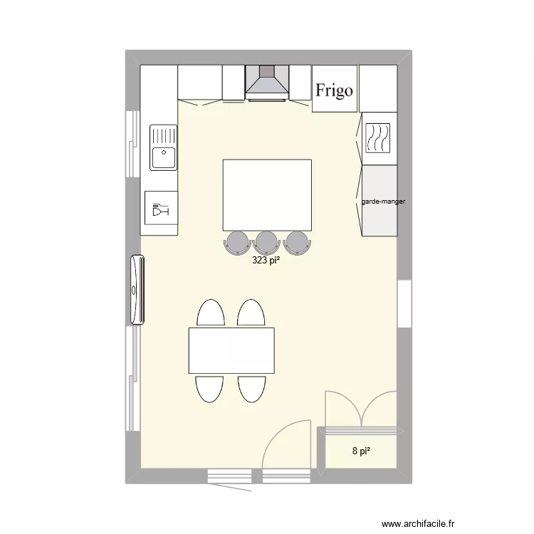 cuisine. Plan de 2 pièces et 31 m²