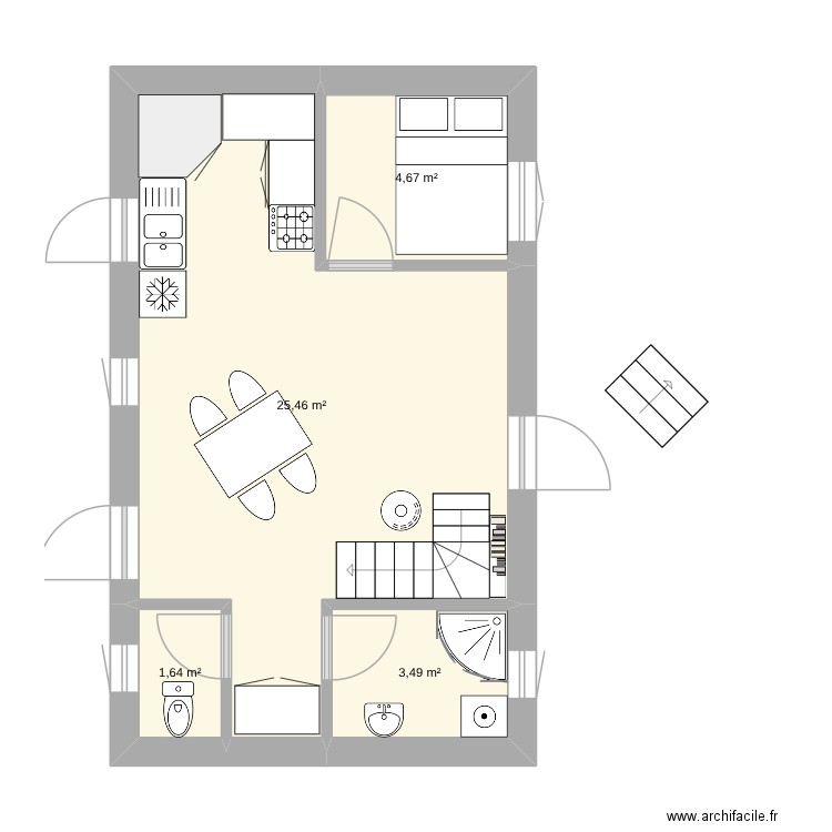 TitMaison. Plan de 4 pièces et 35 m2