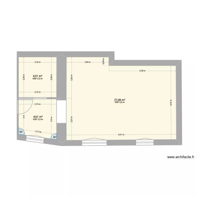 St Francois D'Assise Projet 3ok. Plan de 3 et 37 m² St Francois D'Assise Projet 3ok. Plan de 3 et 37 m²