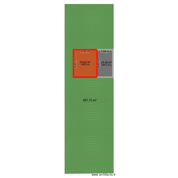 projet. Plan de 2 pièces et 59 m2