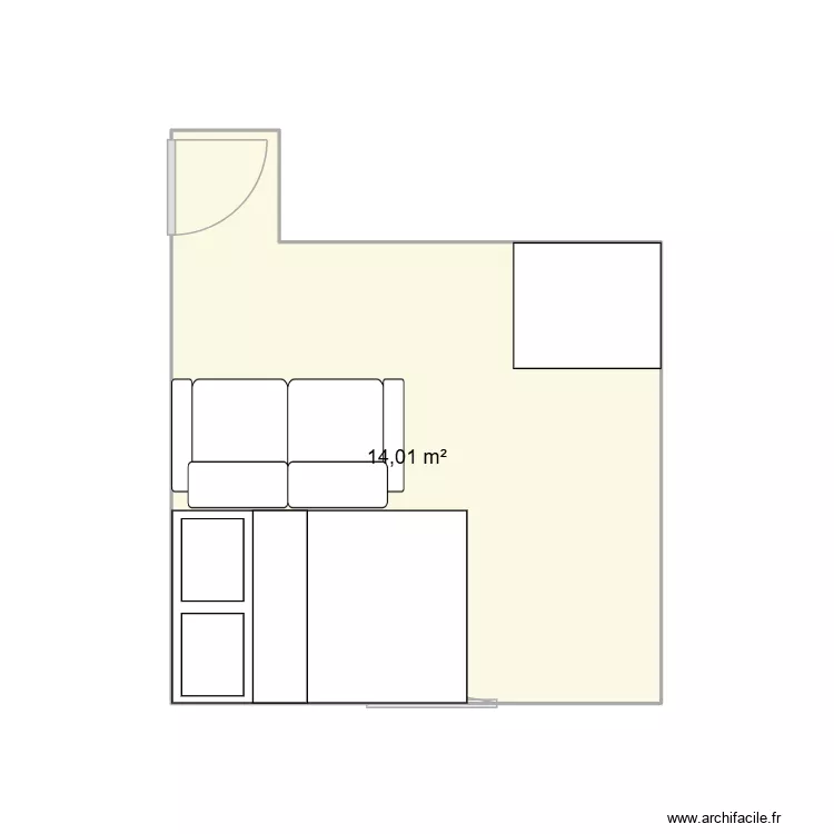 Chambre Arrangement. Plan de 1 pièce et 14 m² Chambre Arrangement. Plan de 1 pièce et 14 m²