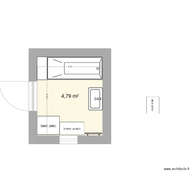 Toute_petite_Sdb. Plan de 1 pièce et 5 m2