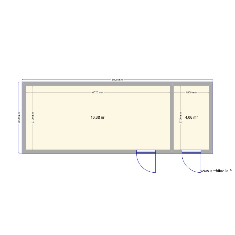 Мысовое 8. Plan de 2 pièces et 20 m2