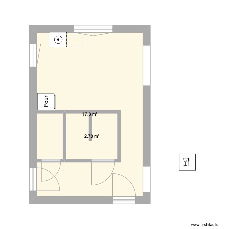 PLAN ST GEORGES RDC. Plan de 2 pièces et 24 m2