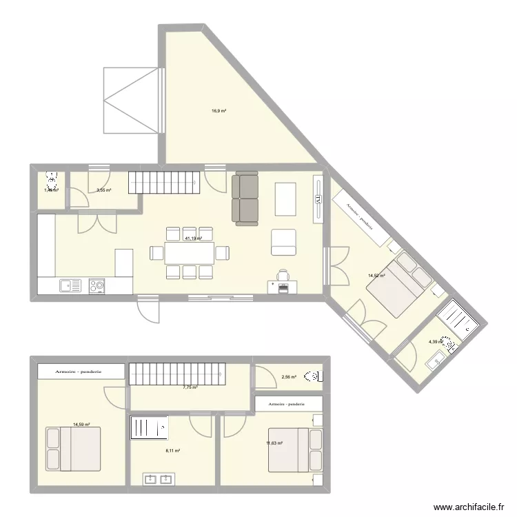 Maison le GV. Plan de 11 et 127 m² Maison le GV. Plan de 11 et 127 m²